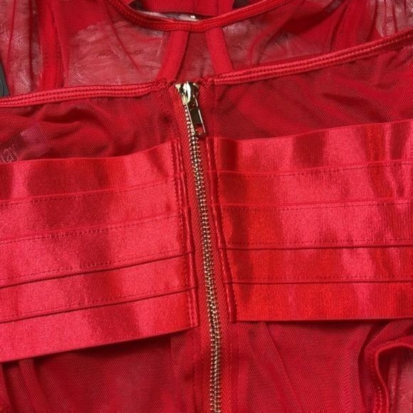 Forplay Honey Please Buckle Mesh Garter Teddy -‎ Red Size M REFNB - Picture 8 of 8